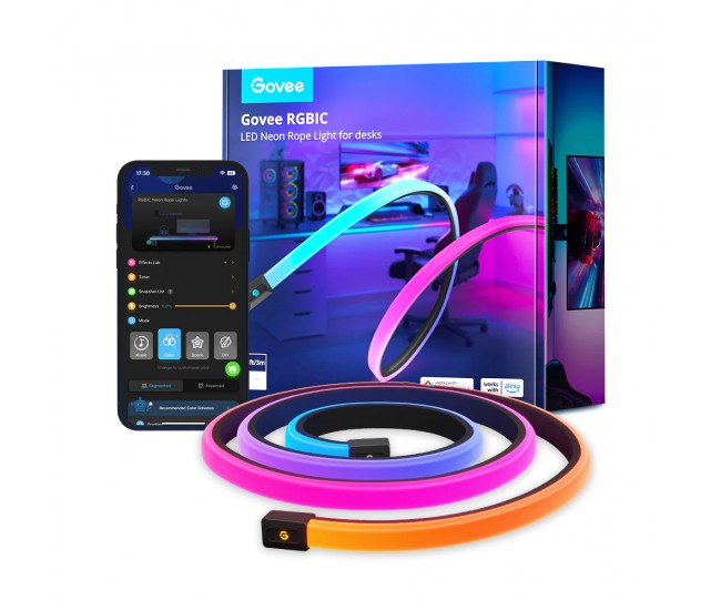 Banda LED Neon Rope Lights Govee H61C3 RGBIC, Sincronizare Muzica, Wi-Fi+Bluetooth, 3m Banda LED Neon Rope Lights Govee H61C3 RGBIC, Sincronizare Muzica, Wi-Fi+Bluetooth, 3m