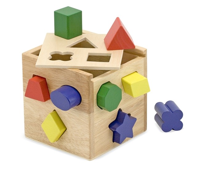 Cub din lemn cu forme de sortat melissa and doug Cub din lemn cu forme de sortat melissa and doug