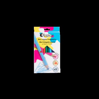 Set 12 creioane colorate triunghiulare maxi mina 4 mm