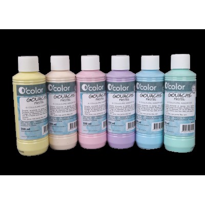 Guasa lavabila 6 x 250 ml, culori pastel