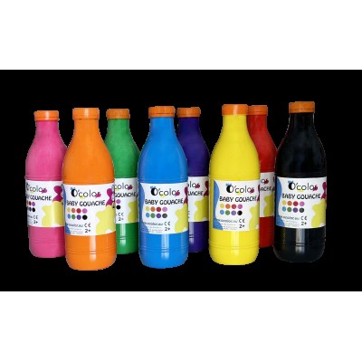 Set 8 x 1000 ml guasa lavabila pictura, potrivita pentru copii mici, incepand de la 2 ani