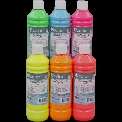 Guasa lavabila 6 x 500 ml, culori fluorescente