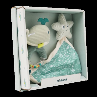Set cadou bebe - zornaitoare si paturica moale de atasament ocean, de la 0 luni Set cadou bebe - zornaitoare si paturica moale de atasament ocean, de la 0 luni