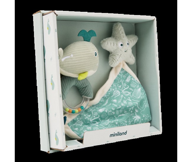 Set cadou bebe - zornaitoare si paturica moale de atasament ocean, de la 0 luni Set cadou bebe - zornaitoare si paturica moale de atasament ocean, de la 0 luni