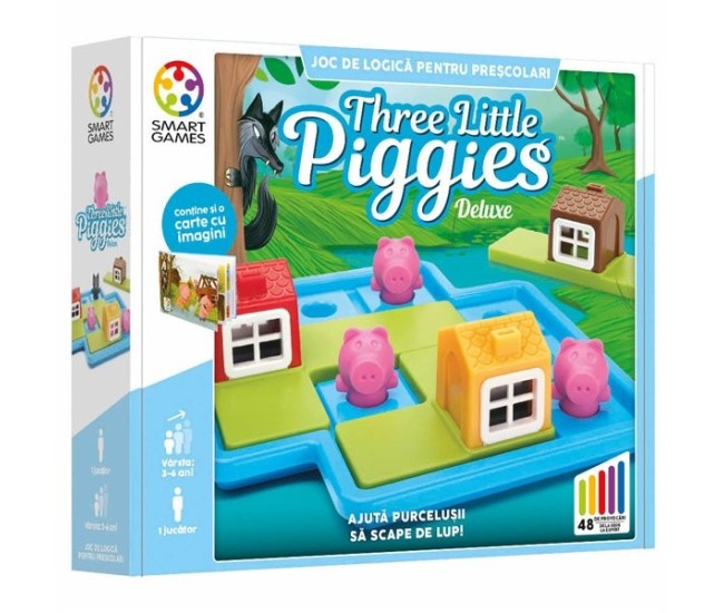 Smart games - three little piggies - deluxe, joc de logica cu 48 de provocari, 3+ ani, editie lb. romana Smart games - three little piggies - deluxe, joc de logica cu 48 de provocari, 3+ ani, editie lb. romana