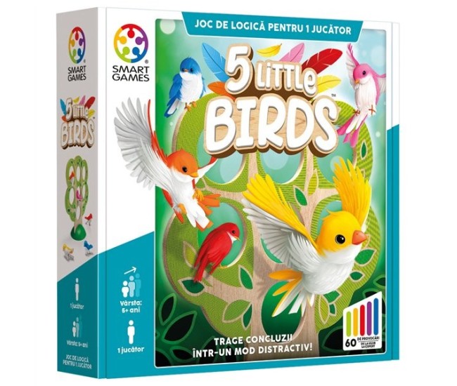 Smart games - 5 little birds, joc de logica cu 60 de provocari, 5+ ani, editie lb. romana Smart games - 5 little birds, joc de logica cu 60 de provocari, 5+ ani, editie lb. romana