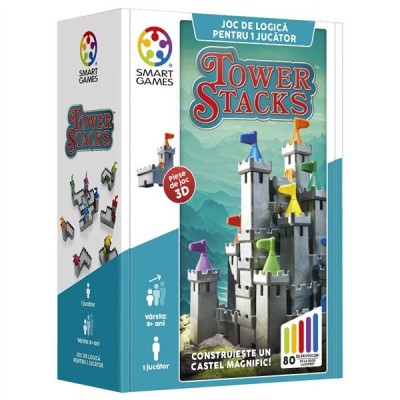 Smart games - tower stacks, joc de logica cu 80 de provocari, 8+ ani, editie lb. romana Smart games - tower stacks, joc de logica cu 80 de provocari, 8+ ani, editie lb. romana
