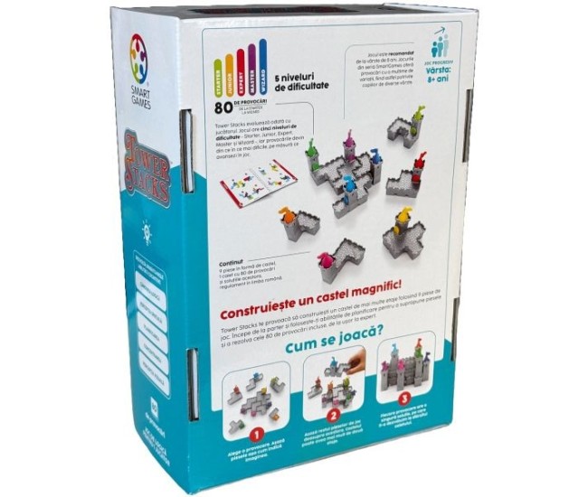 Smart games - tower stacks, joc de logica cu 80 de provocari, 8+ ani, editie lb. romana Smart games - tower stacks, joc de logica cu 80 de provocari, 8+ ani, editie lb. romana