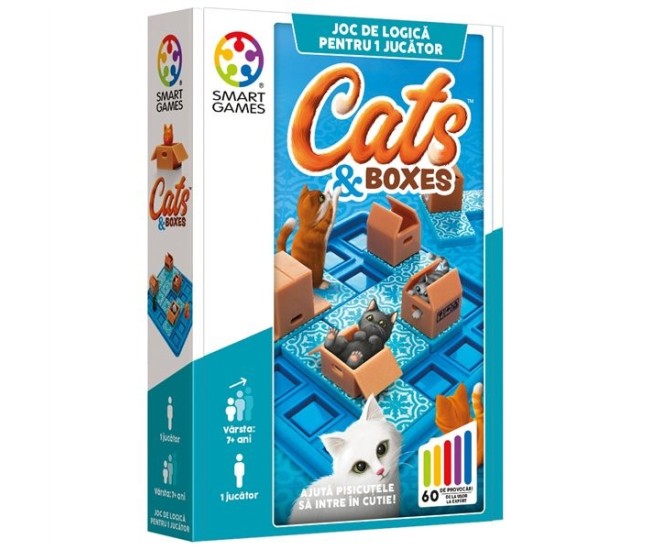 Smart games - cats and boxes, , joc de logica cu 60 de provocari, 7+ ani, editie lb. romana Smart games - cats and boxes, , joc de logica cu 60 de provocari, 7+ ani, editie lb. romana