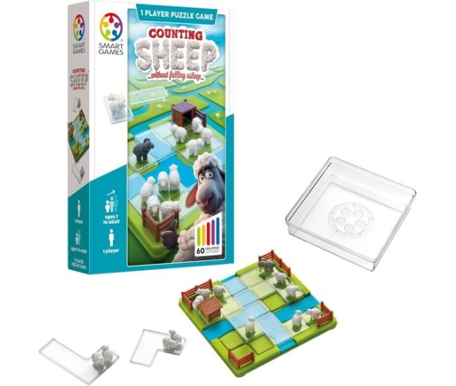 Smart games - counting sheep, joc de logica cu 60 de provocari, 7+ ani, editie internationala Smart games - counting sheep, joc de logica cu 60 de provocari, 7+ ani, editie internationala