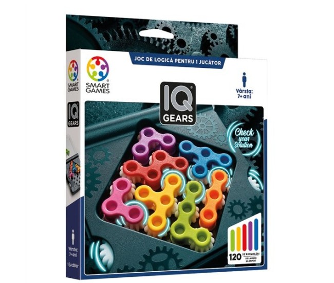 Smart games - iq gears, joc de logica cu 120 de provocari, 7+ ani, editie lb. romana Smart games - iq gears, joc de logica cu 120 de provocari, 7+ ani, editie lb. romana