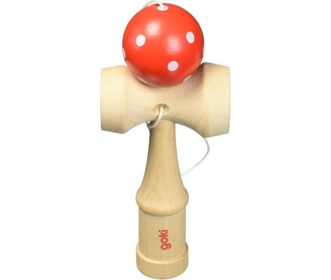 Kendama din lemn goki cu bila rosie