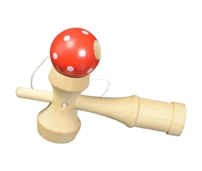Kendama din lemn goki cu bila rosie