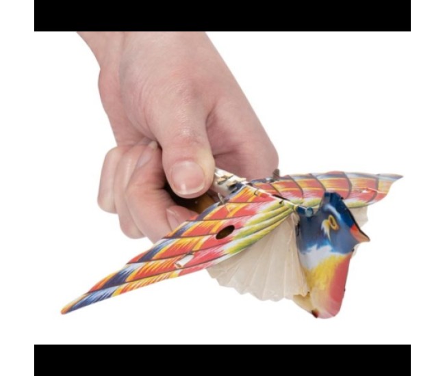 Pasare care ciripeste si da din aripi, din metal, mecanica, 17 cm