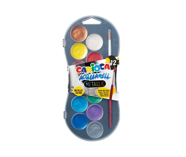 Acuarele Carioca Mettalic 12 cul/set + pensula