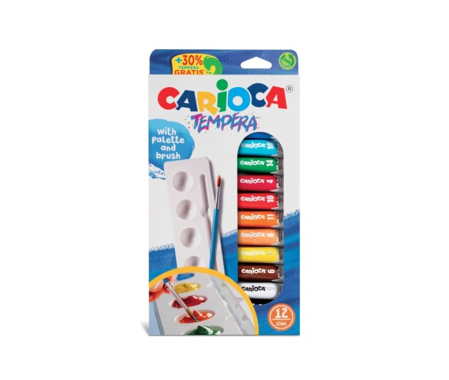 Acuarele tempera Carioca 12 culori 10 ml cu tavita si pensula Acuarele tempera Carioca 12 culori 10 ml cu tavita si pensula