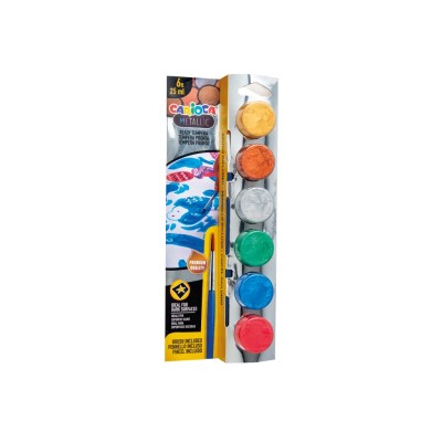 Acuarele tempera Carioca Metalic 6 culori x 25 ml + pensula pe blister