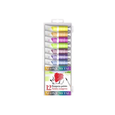 Acuarele tempera ICO Arici Neon si Metal 12 ml 12 culori/set