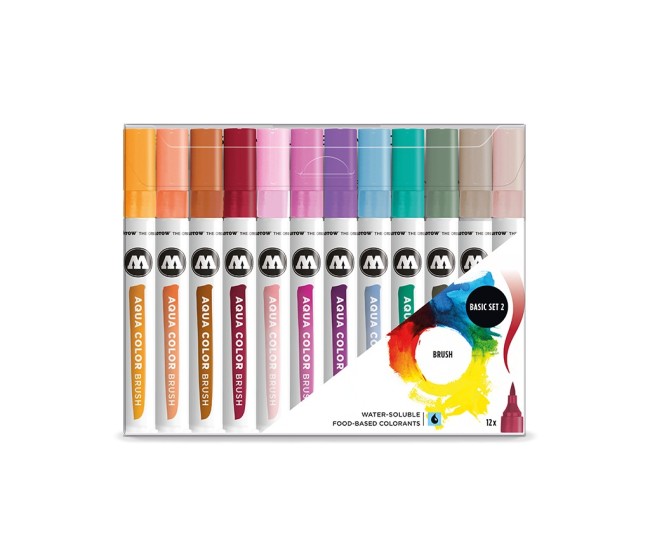 Brush Pen Molotow Aqua Color Basic2 12 buc/set Brush Pen Molotow Aqua Color Basic2 12 buc/set