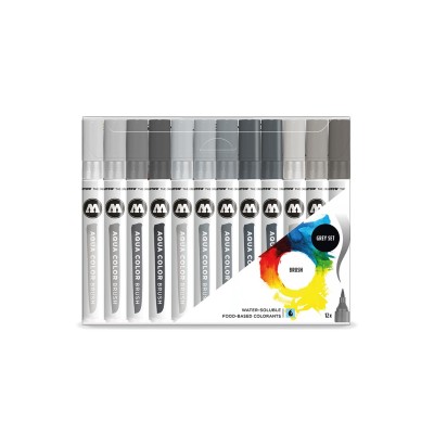 Brush Pen Molotow Aqua Color Grey 12 buc/set