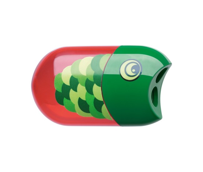 Ascutitoare plastic dubla cu container si radiera peste Faber-Castell