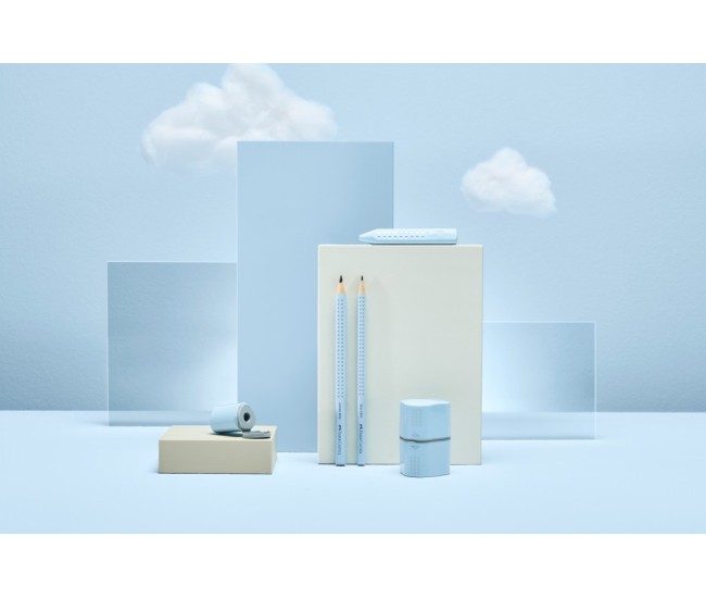 Ascutitoare plastic tripla cu container grip 2001 bleu sky Faber-Castell