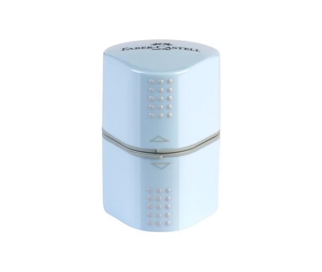Ascutitoare plastic tripla cu container grip 2001 bleu sky Faber-Castell