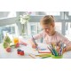 Ascutitoare plastic tripla cu container grip 2001 rosie/albastra Faber-Castell