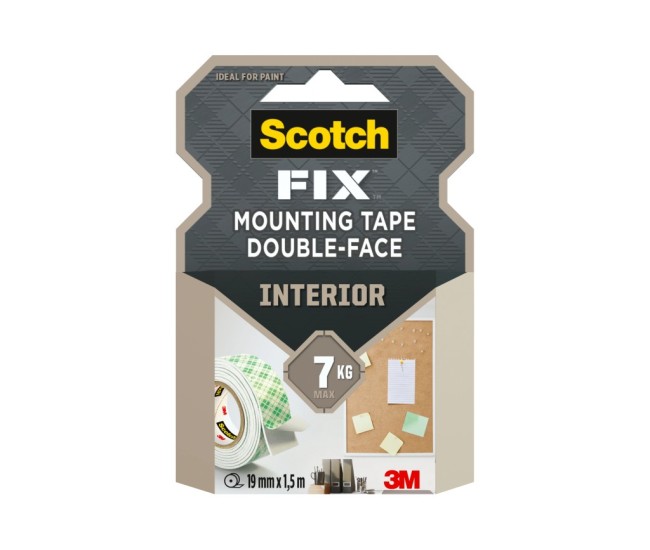 Banda dublu adeziva montare suprafete interioare, 19 mm x 1,5 m, 3M Scotch-Fix(TM)