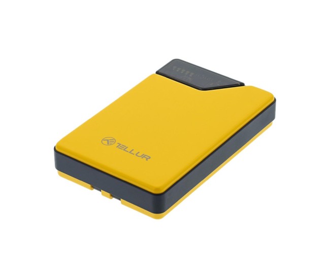Baterie externa Tellur 10000mAh, USB-C + Lightning cabluri incorporate, QC3.0, PD, galben