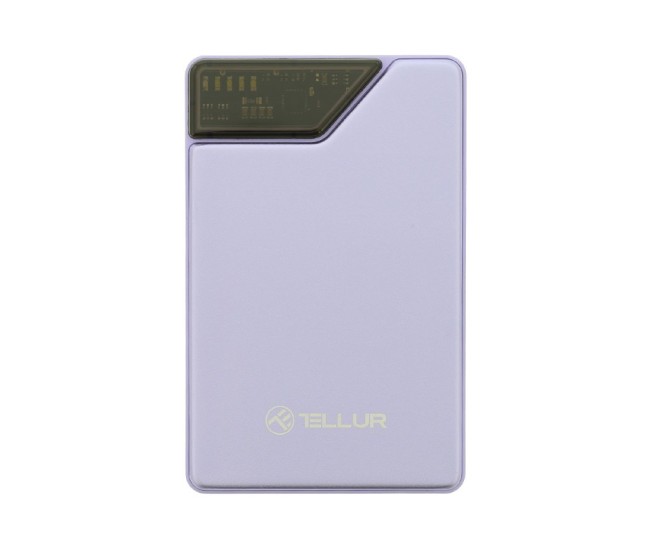 Baterie externa Tellur 10000mAh, USB-C + Lightning cabluri incorporate, QC3.0, PD, mov