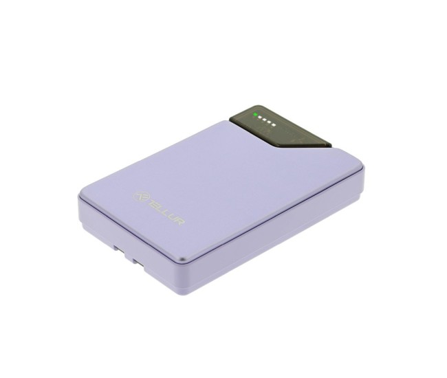 Baterie externa Tellur 10000mAh, USB-C + Lightning cabluri incorporate, QC3.0, PD, mov
