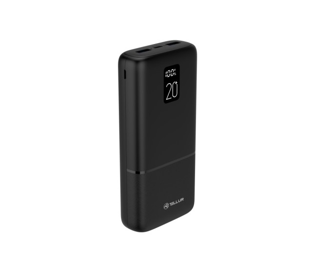 Baterie externa Tellur Boost Pro PD202 20000mAh 2xQC3.0 22.5W + PD 20W, LCD display, negru