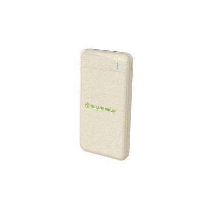 Baterie externa Tellur Green PD103 10000mAh 2xQC3.0 + PD 18W, crem