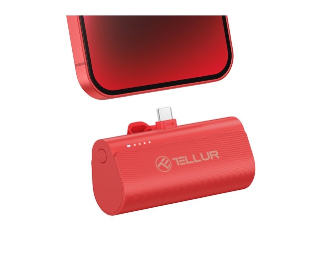 Baterie externa Tellur PD202 5000mAh, QC3.0 18W + PD20W, USB-C, rosu
