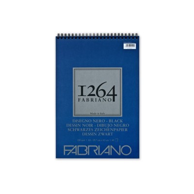 Bloc desen 1264 Black Drawing, A3, 200gr, 40 file, cu spirala Fabriano