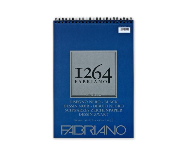 Bloc desen 1264 Black Drawing, A3, 200gr, 40 file, cu spirala Fabriano Bloc desen 1264 Black Drawing, A3, 200gr, 40 file, cu spirala Fabriano