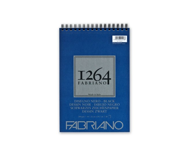 Bloc desen 1264 Black Drawing, A4, 200gr, 40 file, cu spirala Fabriano Bloc desen 1264 Black Drawing, A4, 200gr, 40 file, cu spirala Fabriano