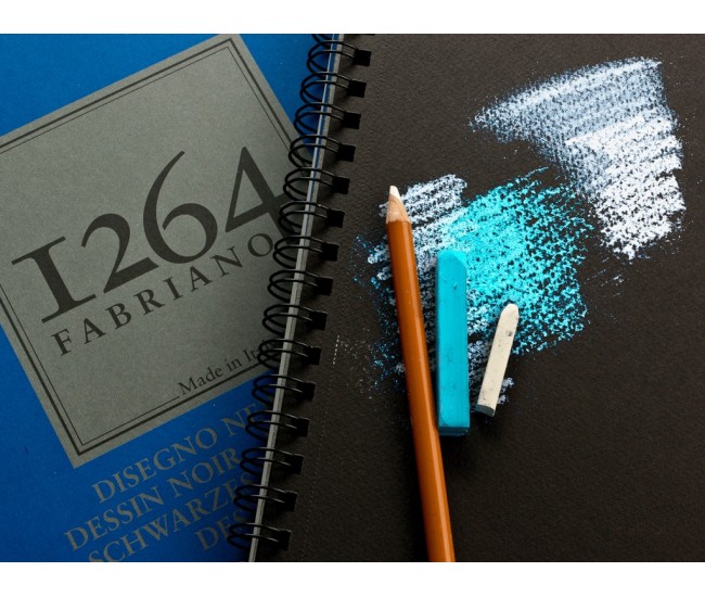 Bloc desen 1264 Black Drawing, A5, 200gr, 20 file, cu spirala Fabriano