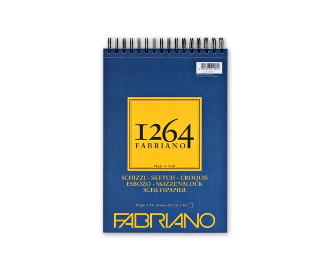 Bloc desen 1264 Schizzi, A4, 90gr, 120 file, cu spirala pe latime Fabriano Bloc desen 1264 Schizzi, A4, 90gr, 120 file, cu spirala pe latime Fabriano