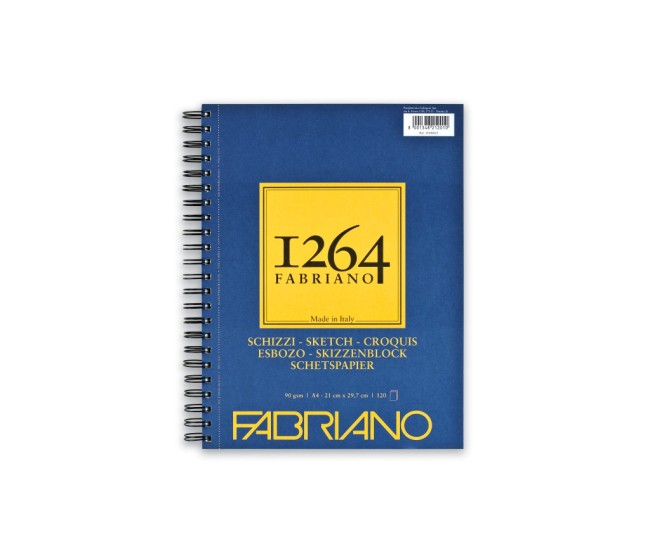 Bloc desen 1264 Schizzi, A4, 90gr, 120 file, cu spirala pe lungime Fabriano Bloc desen 1264 Schizzi, A4, 90gr, 120 file, cu spirala pe lungime Fabriano