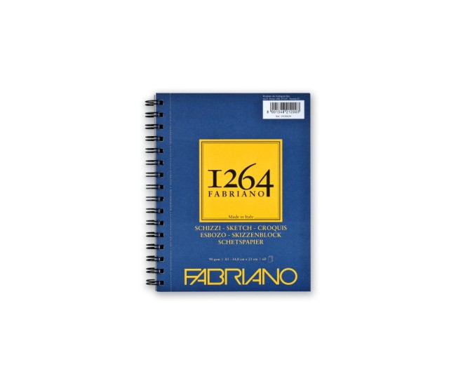 Bloc desen 1264 Schizzi, A5, 90gr, 60 file, cu spirala pe lungime Fabriano