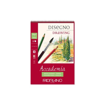 Bloc desen Accademia Disegno, A4, 200 g, 30 file, cu spirala Fabriano