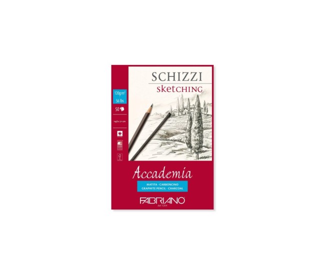Bloc desen Accademia Schizzi, A5, 120 g, 50 file, fara spirala Fabriano