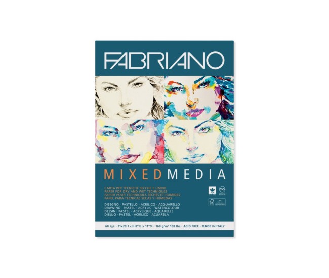 Bloc desen Mix Media, A4, 160 g, 60 file, fara spirala Fabriano Bloc desen Mix Media, A4, 160 g, 60 file, fara spirala Fabriano