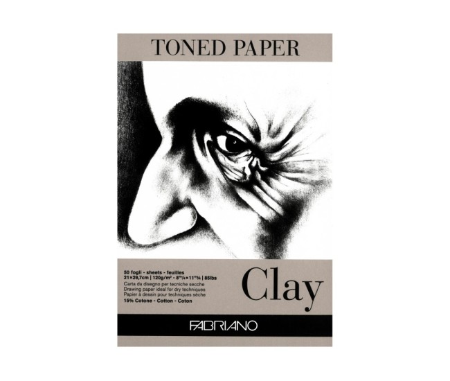 Bloc desen Toned Paper Clay, A3, 120g, 50 file, fara spirala Fabriano