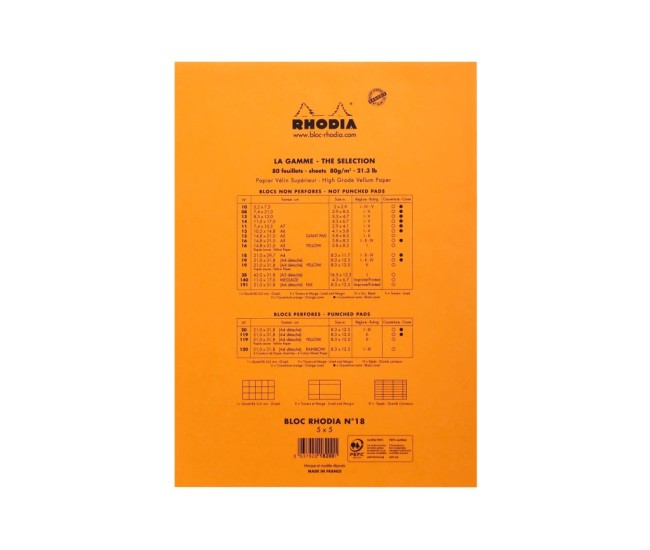 Blocnotes A4, capsat, 80 file, N?18, Rhodia Basic, orange