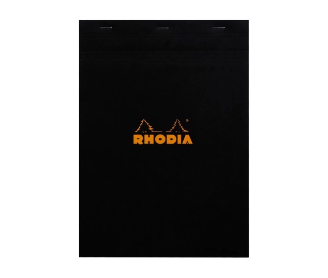 Blocnotes A4, capsat, 80 file, N?18, Rhodia black