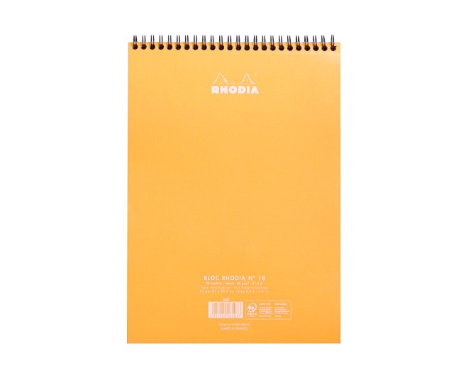 Blocnotes grafic A4, spirala metalica dubla, 80 file, Rhodia Classic Orange
