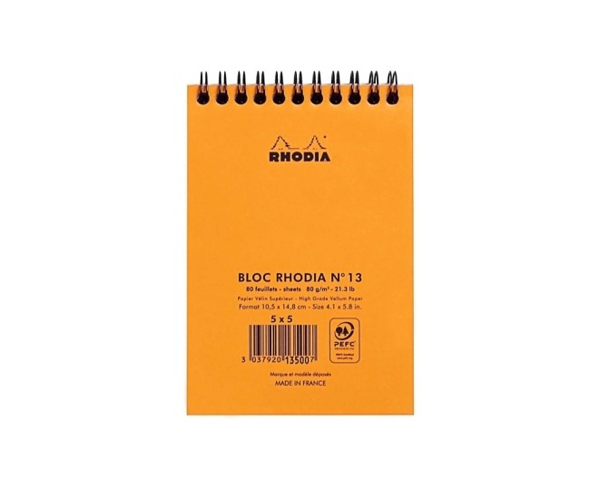 Blocnotes A6, spirala, 80 file, Rhodia Classic, orange